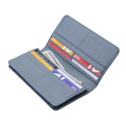 Factory wholesale genuine pebble leather women long wallet purse rfid blocking slim card holder travel organizers