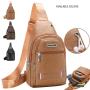 Custom Logo PU Chest Bag Men'S Mobile Phone Wallet Travel Outdoor Hiking Crossbody Bag