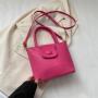 Solid Color Style Bucket Bag Women's New Texture Women's Handbag Korean Version of Casual Fashion Shoulder Crossbody Bag