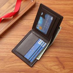 Men's Fashionable Short Wallet New Large Capacity Horizontal Soft Wallet with Multi-Cards Waterproof and Open Closure Type