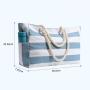 KBW777 Customized Logo Canvas Bag Waterproof Shoulder Tote Travel Shopping Bag Striped Beach Bag