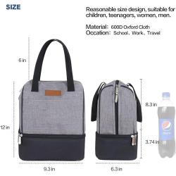 Gelory Lunch Bag For Women Men Kids Double Zippers Wide Open Bag Leakproof Thermal And Cooler Reusable Lunch Box
