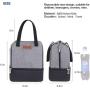 Gelory Lunch Bag For Women Men Kids Double Zippers Wide Open Bag Leakproof Thermal And Cooler Reusable Lunch Box