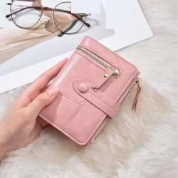 ZWY020 New Daily Women Short Wallet Fashion PU Leather Zipper Clutch Card Case Multi-Card Solid Color Lightweight Coin Purse