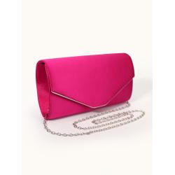 Hot Pink Fashion Satin Evening Bag Clutch Purses for Women Ladies Handbag Clutch Chain Cosmetic Bag for Wedding Party
