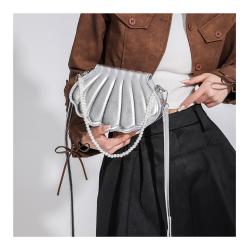 Custom Tote bag shell ocean modeling PU portable decorative zipper single shoulder chain niche design plus logo
