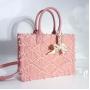 2024 Custom Fashion Denim Tote Bag For Women Jeans Leather Handbag With Bowknot