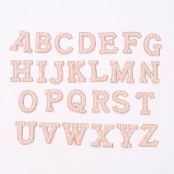 Stock Pink Self Adhesive A-Z Rhinestone English Letter Alphabet Sew Iron On Badge 3D Handmade Bags Applique Pearl Patch