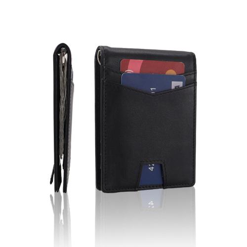 Wholesale RFID Blocking Money Clip Wallet Business Genuine Leather Slim Card Holder Smart Wallets for Men