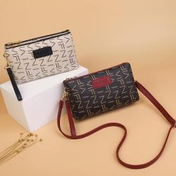 Ladies handbag 2024 ladies printed shoulder crossbody bag fashion casual mobile phone bag double zipper wallet