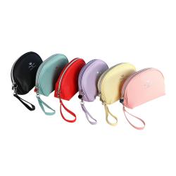 Custom Logo Zippered Make Up Pouch Clear Lip Shaped Small Leather Zipper Makeup Cosmetic Bag