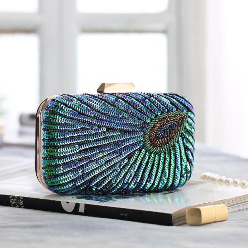 Cross-border New Evening Bags Hard Shell Peacock Clutch Bag Wholesale Jewelry Cosmetic Bag
