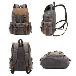 Retro vintage laptop backpack Large Capacity Leather Canvas Backpack For Men School Bags Waterproof High Quality Laptop Backpack