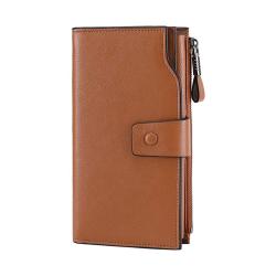 Trendy premium eco cowhide genuine leather rfid women purse wallet natural leather women wallet purse