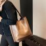 Big size bucket handbags for women luxury pu leather brown tote bags women handbags ladies luxury designer purses wholesale