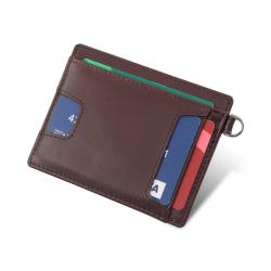 Customized genuine leather card holder slim transparent slots rfid leather business card holder