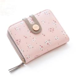 OEW105 Luxury Minimalist Pu Leather Wallets for Women Fashionable Short Coin Purse Zipper Small ID Credit Card Holder