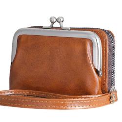 ZR444 Fashion Retro Woman Short Wallet Card Bag Lattice Card Holder Case Girl Purse Female Money Clip Billfold Zipper PU Leather