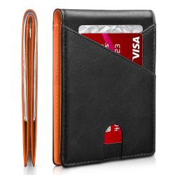 RFID Blocking Leather Slim Wallet for Men Bifold Minimalist Front Pocket Mens Money Clip Wallet