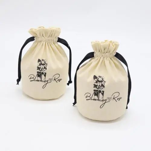 High Quality Round Bottom Cotton Linen Drawstring Candle Bag Candle Pouch Natural Cotton Muslin Gift Cosmetic Dust Bag