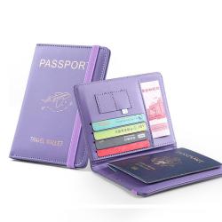 ZR583 Strap PU Leather RFID Passport Bag Anti Theft Clip ID Portable Bank Card Holder Daily Matching Solid color Wallet Clip