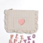 Cute Ruffled Spring Cute Girls Ladies Women Polyester Gingham Bag Ruffles Makeup Pouch Bag Travel Cosmetic Zipper Flat Pouch