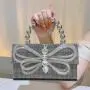 New Shiny Retro Diamond Handbag Evening Bag Bowknot Rhinestone Purse Small Square Bag Banquet Party Bag Handbags For Woman