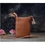 Hand Woven Genuine Leather Phone Pouch Bag Shoulder Bag for Women