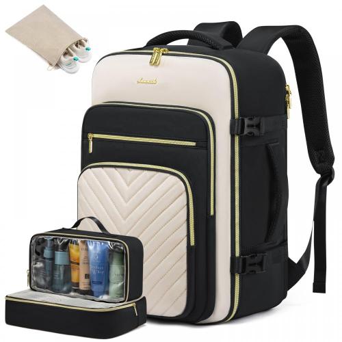 LOVEVOOK 2024 quilted office computer travel fashion laptop backpack bag large 40L carry on flight approved travel men backpacks