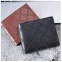 ZR551 Men Short Wallet Lattice Card Holder Card Positions Case Frosting Purse Retro Money Clip Billfold Dollars PU Open Wallet