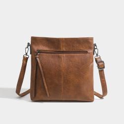 Factory directly sales high women small brown crossbody purse handbag custom retro faux pu leather shoulder bag 2024