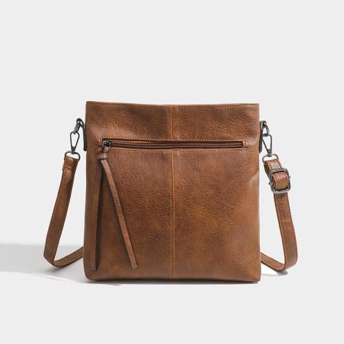 Factory directly sales high women small brown crossbody purse handbag custom retro faux pu leather shoulder bag 2024