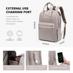 LOVEVOOK New Style Designer Laptop Book bag Waterproof Travel School Work Laptop Bag with USB Port Laptop Backpack for women