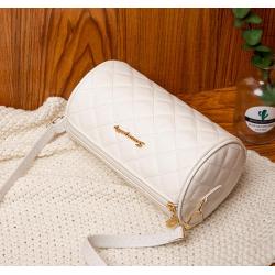 New Brand Summer Female Cylindrical Crossbody Bag Grid Pu Leather Women Messenger Bag Student Small Shoulder Bag Handbag