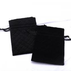 Accept Custom Logo Size Velvet Material Drawstring Bag Black Soft Velvet Jewelry Gift Packaging Pouch
