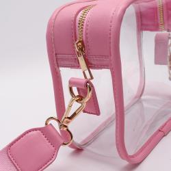 Wholesale Customized Logo Designer Stock Low MOQ Fashion Cute Zipper Waterproof PVC Ladies Clear Crossbody Bag