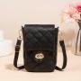 2024 Ladies Embroidered Diamond Grid Crossbody Phone Bag Women's Shoulder Bags with Exclusive Design