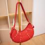 2024 Ladies Fashion PU Litchi Underarm Bag New Mini Portable Joker Shoulder Bag Single Chain Decoration Personalized Willow Nail