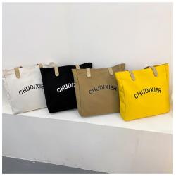 Factory Wholesale Solid Color Letter Printed Canvas Bag Casual Simple Student Handbag All-match Tote Bag
