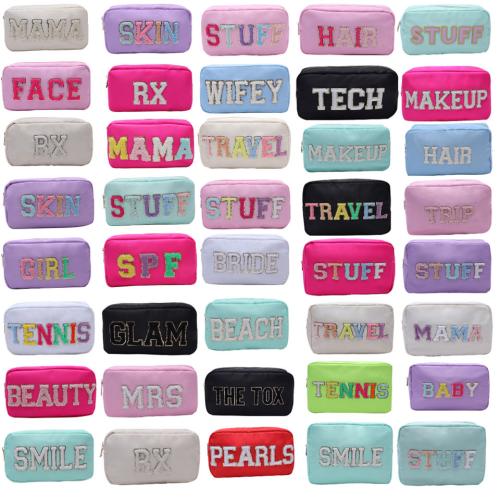 Portable  Low MOQ Liner Washable Water Resist Makeup Organizer Storage Zipper Pouch Nylon  Toiletry  Cosmetic Bag
