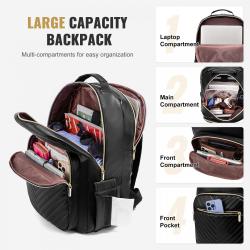 LOVEVOOK 2022 Wholesale custom school bags large PU leather 15.6 17in women men travel bags Work Business laptop backpacks