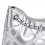 2024 Quilted Tote Bag for Women Metallic Patent PU Leather Chain Underarm Purse Luxury Designer Trending Ladies Shoulder Bags