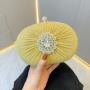 New arrival elegant clutch bag women banquet purse green handbags party wrinkle glitter fabric evening bag with chain