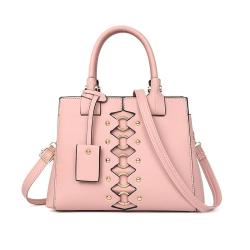 2024 Custom Vegan Leather Bag Handbag For Women Ladies Purse With Rivets Logo Tag