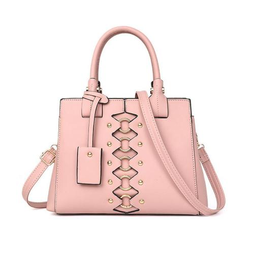 2024 Custom Vegan Leather Bag Handbag For Women Ladies Purse With Rivets Logo Tag