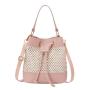 New Candy-Color Drawstring Bucket Bag Portable Fashionable Straw Shoulder Bag Diagonal Design Lady Style Bag-Wholesale