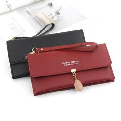 Fashion Korean Long Wallet for Lady Women's Multi Card Large Capacity Mobile Phone Bag Personalized Leaf Pendant Women's Wallet