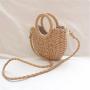 OEM372 Handmade Half-Round Rattan Woven Straw Bag Summer Women Messenger Crossbody Bags Girls Lady Small Beach Handbag