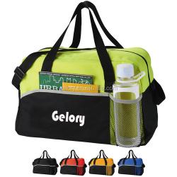 Gelory Custom Two tone colors water resistant polyester fabric with bottle holder Gym Sports Duffle Bag