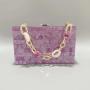 Summer acrylic bag splicing wedding handbag chain shoulder purple acrylic clutch evening bag for ladies sac main femm sac pochette femme